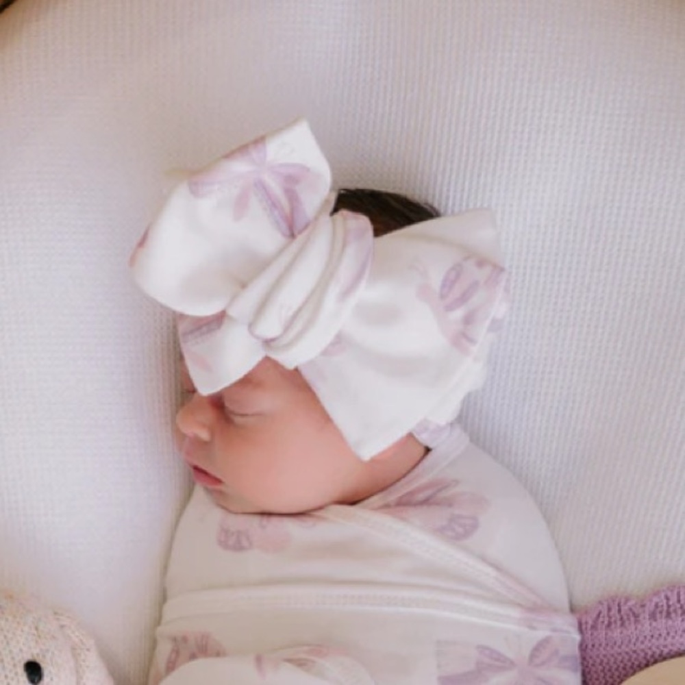 Little & Fern OVERSIZED TOPKNOT | LILAC BUTTERFLIES JERSEY - RARE - Headband
